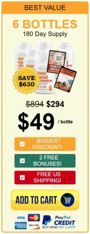 InsuFend 6 bottle package 180 day supply discounted bundle with free US shipping